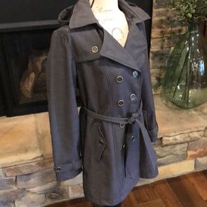Tribal gray plaid rain pea coat trench style